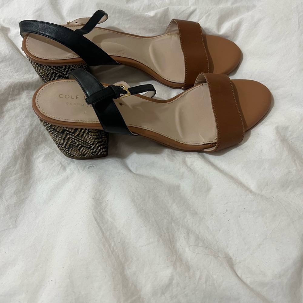 Cole Haan Women's Brown and Black Wedge Sandals